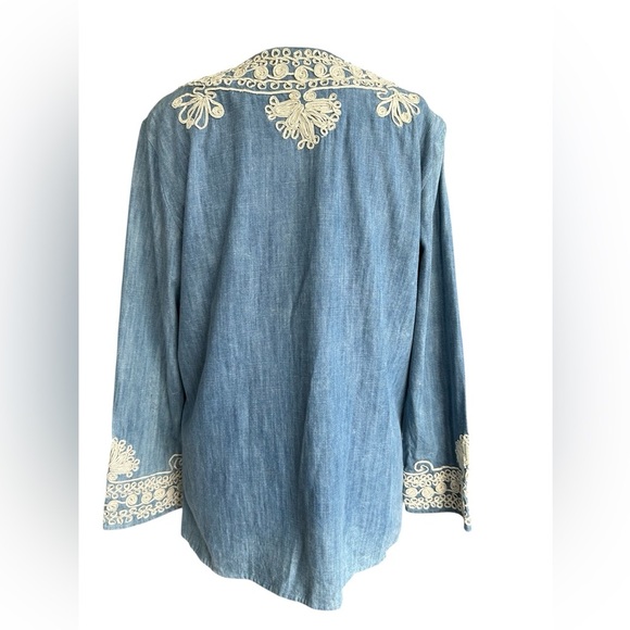 ZARA Woman Premium Denim Collection with V-neck size medium - Picture 4 of 11